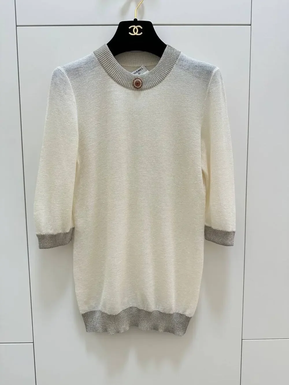 CHANEL Cashmere Silk Lurex Knit Dress Tunic FR 36